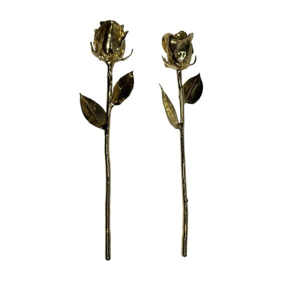 Gold Paint Dipped Roses Flowers Decor Valentines Day Pretty - Picture 4 of 6